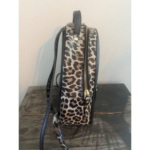 Kate Spade NY Leopard Print Mini Backpack Black Pebbled Leather Gold Hardware main image 5
